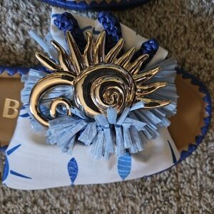 Blue and Gold Embellished Sandals